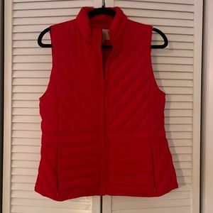 LOFT RED PUFFER VEST, SIZE SMALL